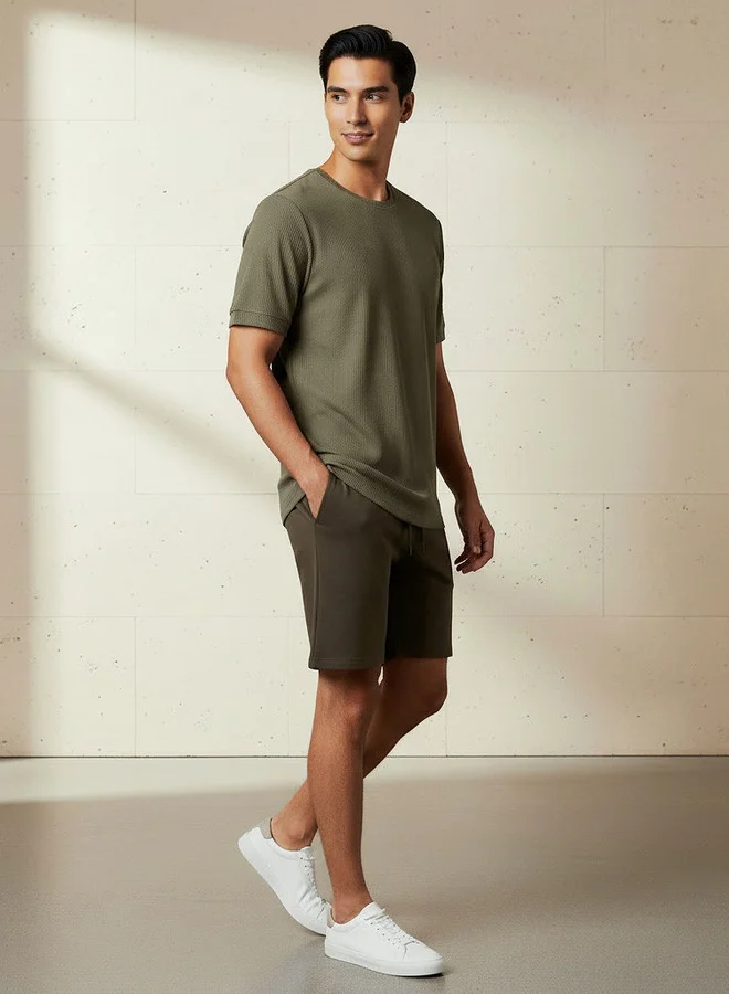 Iconic Iconic Men Regular Fit Crew Neck Short Sleeve Ribbed T-shirt